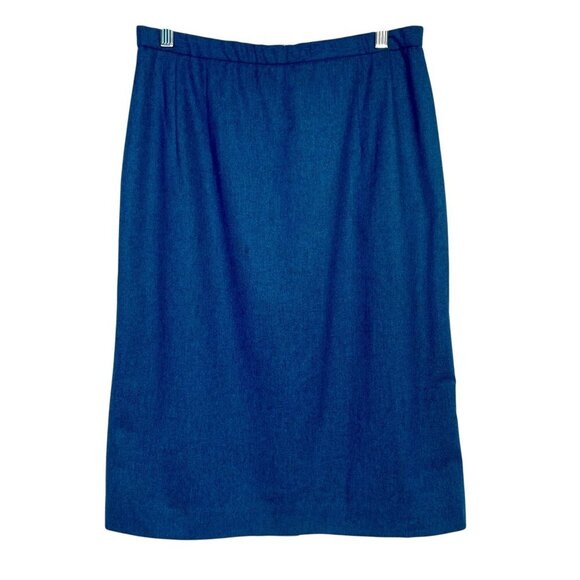 Vintage Pendleton 100% Virgin Wool 2-Piece Midi Skirt Suit Set Blue Blazer 8/12 - Picture 16 of 16